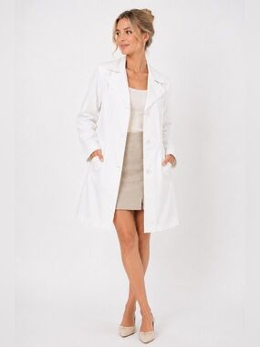 London Fog Tower Collection White Trench Rain Coat Fully Lined Large